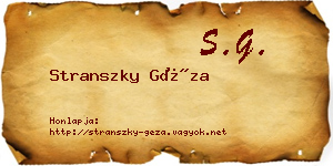 Stranszky Géza névjegykártya
